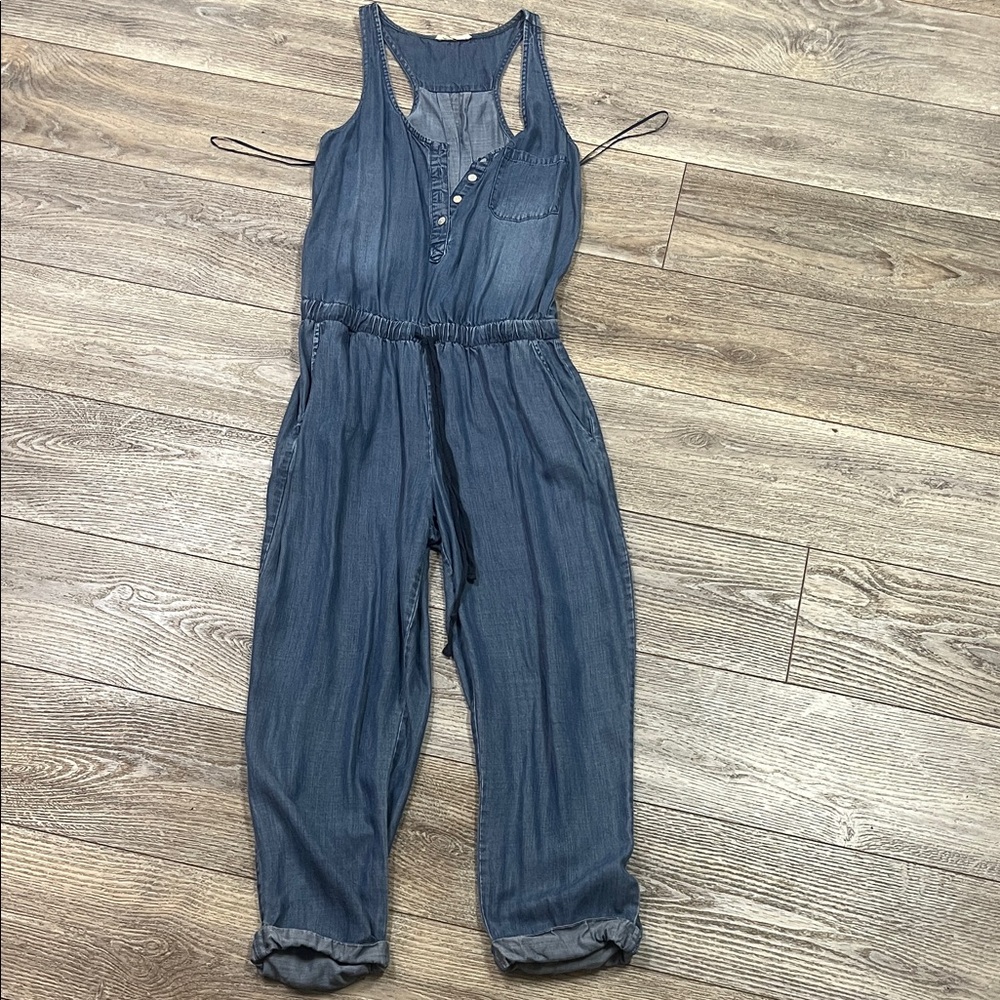 lovestitch Indigo Chambray Sleeveless Jumpsuit